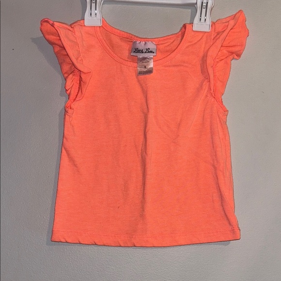 Little Lass Coral Flutter Sleeve Tee - Picture 1 of 3